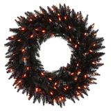 Vickerman 433287 - 24" Black Fir Wreath DL LED 50Org 210T (K162125LED) Black Colored Christmas Wreath