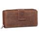 ALMADIH Leather women Wallet 18 Card Slots Brown Vintage P27 Purse Card Case Credit Card Holder With Coin Storage Pouche Id Window Clutch Long Purse Card Handbag zipper Wallet ID Large Capacity Pocket