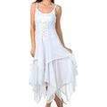 Sakkas 9031 Lady Mary Jacquard Bodice Handkerchief Hem Dress - White - Plus Size