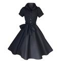 Vintage 40's 50's Style Rockabilly/Swing/PIN UP Cotton Evening Party Tea Dress Sizes 8-20 (Black, 14)