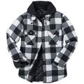 Men's Hooded Flannel Shirt Jacket (Size XXL) White/Black, Cotton,Polyester