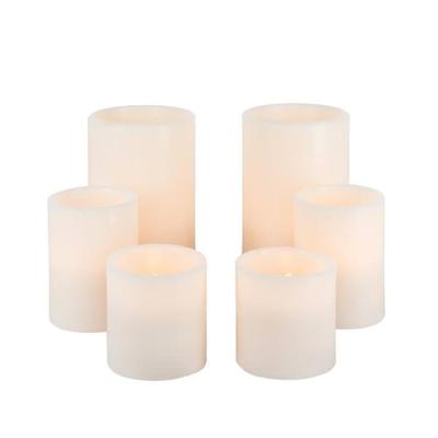 Gerson 44128 - 3, 4 & 6" Bisque Straight Edge Battery Operated LED Wax Candle Light with Timer (Set of 6)