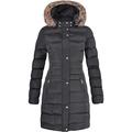 Spindle Womens Long Fur Trimmed Hooded Padded Puffer Parka Ladies Winter Jacket Coat UK 18 / XXL Black