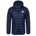 Chelsea FC Official Football Gift Mens Quilted Hooded Winter Jacket Navy Large
