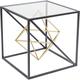 Kare Design Beistelltisch Prisma, kleiner, edler Couchtisch aus Glas, Tisch mit Metall-Streben, Couchtisch, Wohnzimmer, Sofatisch, (H/B/T) 45x45x45cm, Gold