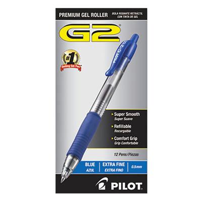 Pilot 31003 G2 Premium Blue Ink with Translucent Barrel 0.5mm Roller Ball Retractable Gel Pen - 12/Pack