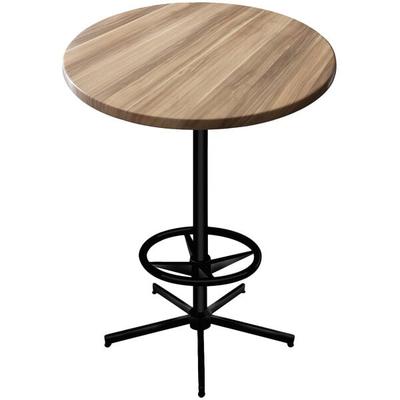 Holland Bar Stool OD21642BWOD30RNat 30" Round Natural Outdoor / Indoor Bar Height Table with Foot Rest Base