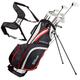 Wilson Amazon Exclusive Beginner Complete Set, 10 golf clubs with stand bag, Men's (left hand), Stretch XL, Black/Grey/Red, WGG157553