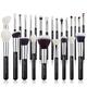 Jessup Brand 25pcs Professional Makeup Brush Set Beauty Cosmetic Foundation Powder Concealer Eyeshadow Blending Blush Highlighter Natural-Synthetic Hair Brushes (Black/Silver)