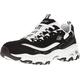 Skechers Women's D'lites Biggest Fan Sneaker, Black Trubuck White Mesh Silver Trim, 9 UK