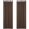 Deconovo Curtains Tab Back Blackout Curtains for Bedroom 140x245cm Brown ONE Pair