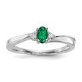 925 Sterling Silver Rhodium Plated Created Emerald Ring Size N 1/2 Jewelry Gifts for Women