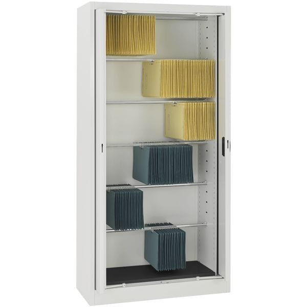 Stahlschrank mit Einschwenktüren grau, mauser, 95x195x42 cm