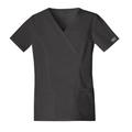 Cherokee Medical Uniforms Workwear Stretch Mock Wrap Top (Size L) Black, Cotton,Polyester,Spandex
