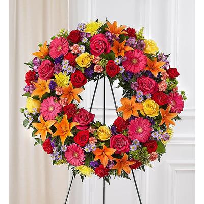 1-800-Flowers Flower Delivery Serene Blessings Standing Wreath - Bright Large | Happiness Delivered To Their Door