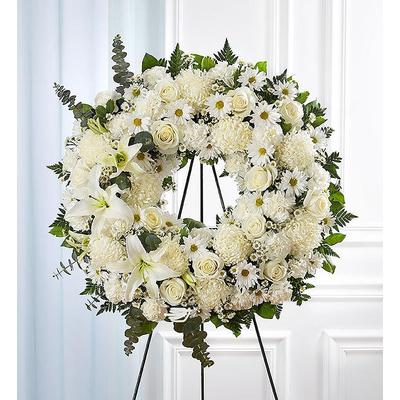 1-800-Flowers Flower Delivery All White Funeral Wreath Small | Happiness Delivered To Their Door
