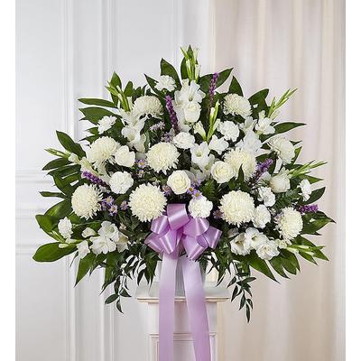 1-800-Flowers Flower Delivery Heartfelt Sympathies Lavender & White Standing Basket Medium