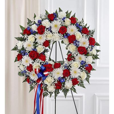 1-800-Flowers Flower Delivery Serene Blessings Standing Wreath - Red White & Blue Large
