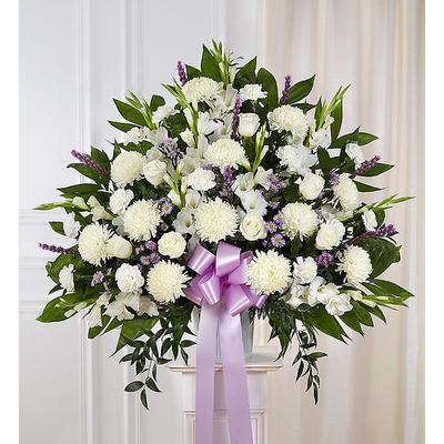 1-800-Flowers Flower Delivery Heartfelt Sympathies Lavender & White Standing Basket Large