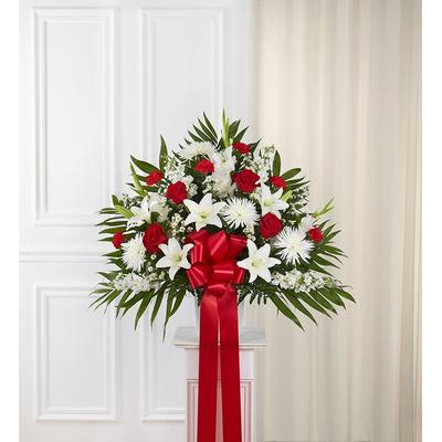 1-800-Flowers Flower Delivery Heartfelt Sympathies Standing Basket - Red & White Small