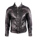 Infinity Denim Style Mens Western Slim Fit Long Sleeve Casual Black Leather Shirt Jeans Jacket (S)