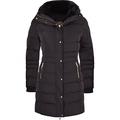 Spindle Women’s Designer Winter Lined Parka Quilted Coat Fur Collar Hooded Long Ladies Womens Jacket UK 10 / Small Black Gold