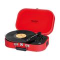Trevi TT 1020 BT, 33, 45 und 78 RPM Vinyl-Plattenspieler, Tragbarer Plattenspieler mit Kabelloser Verbindung, MP3, USB und Kodierfunktion, mit Integrierten Stereo-Lautsprechern, Vintage-Modell, Rot