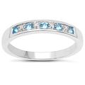 The Diamond Ring Collection: 3mm wide Sterling Silver Channel set Blue Topaz & Diamond Eternity Ring (Size T)