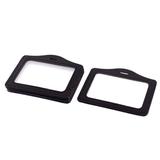 Horizontal Type Credit Badge Name ID Card Holder Black Clear 5Pcs