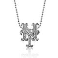 Women's Alex Woo New York Mets Little Logo 14kt White Gold & Diamond Necklace