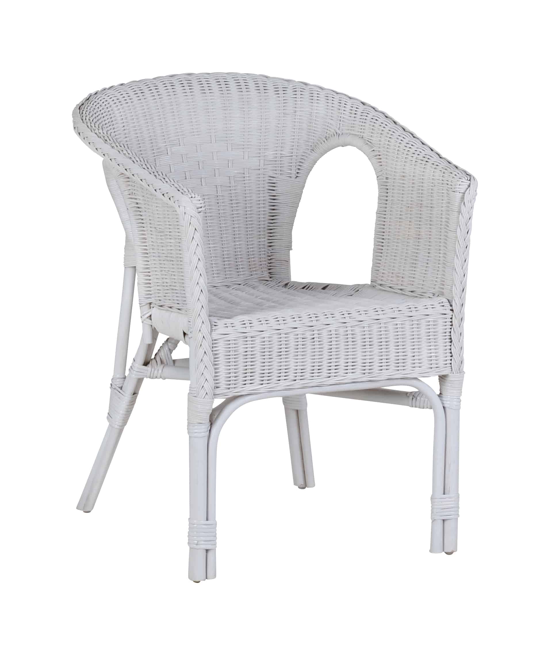 MiaMöbel Rattanstuhl 'Mina' weiß Rattan Landhaus