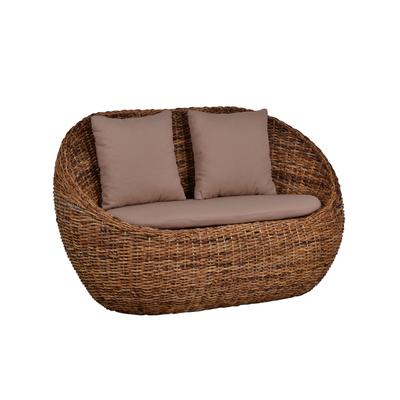 MiaMöbel Rattansofa 'Haruna' 2-Sitzer 100% Baumwolle, Bananenblatt-Geflecht Modern