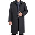 Vogstyle Men's Turn-Down Collar Casual Woolen Coat Winter Long Jacket Single Breasted Overcoat Style 2-Grey L