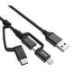 InLine 31415S 3-in1 USB Kabel, Micro-USB, Lightning, USB Typ-C, schwarz/Alu, 1,5m