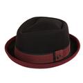 DASMARCA Edward Crushable & Packable Blk/Burgundy Winter Porkpie Wool Hat - L