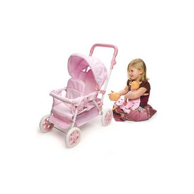 Badger Basket Double Doll Stroller - Pink Gingham/White