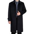 Vogstyle Men's Turn-Down Collar Casual Woolen Coat Winter Long Jacket Single Breasted Overcoat Style 1-Black M