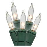 Vickerman 66430 - 50 Light 17' Green Wire Clear Miniature Christmas Light String Set (W5G0451)