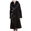 HOMEBABY Women Faux Fur Long Coat, Warm Thick Coat Fluffy Black Long Jacket Winter Pocket Coat Size 8-20 (UK:14, Black)