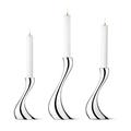 Georg Jensen Cobra Candleholder Set - Mirror Polished Stainless Steel - Designed by Constantin Wortmann - Elegant Candlesticks - S, M, L - Pack of 3