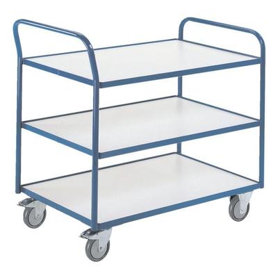 ROLLCART Tischwagen mit 3 Etagen ESD blau, 111x93x60 cm