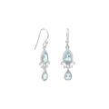 Polished 925 Sterling Silver French Wire Long Drop Dangle Earrings Marquise Pear Shape Blue Topaz Jewelry Gifts for Women