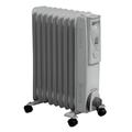 Daewoo 11 Fin 2500W Portable Oil Filled Radiator Heater with Thermostat & Wheels (White)