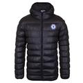 Chelsea FC Official Football Gift Mens Quilted Hooded Winter Jacket Black Medium