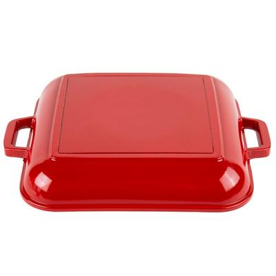 GET Heiss 10 oz. Red / White Enamel Coated Cast Aluminum Mini Square Coated Cast Aluminum Grill Pan CA-004-RW/CC