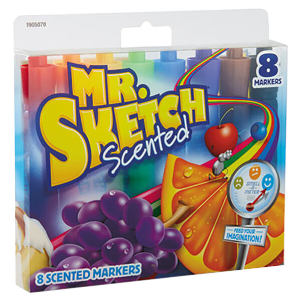 Mr. Sketch 1905070 Assorted Color Chisel Tip Scented Watercolor Marker Set - 8/Pack