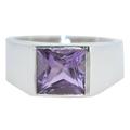 Sterling Silver Purple Amethyst Mens Signet Ring, 925 Band Authentic Gemstone Gents Jewellery (S)