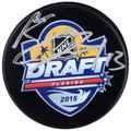 Mathew Barzal New York Islanders Autographed 2015 NHL Draft Logo Hockey Puck