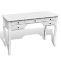 vidaXL Wooden French Desk with Curved Legs and 5 Drawers