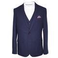 HARRY BROWN 3 Piece Donegal Slim Fit Suit in Dark Blue 38S